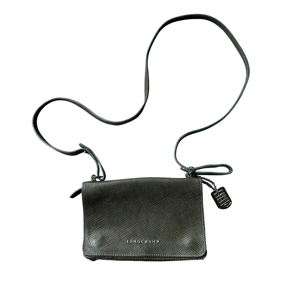 Longchamp Compact Pebbled Leather Crossbody Bag